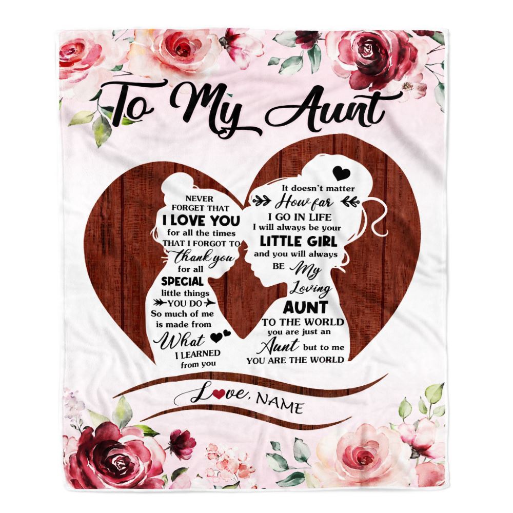 To My Aunt Blanket From Niece Never Forget I Love You Heart Flower, Personalized Blanket For Mom, Mother's Day Gifts Blanket