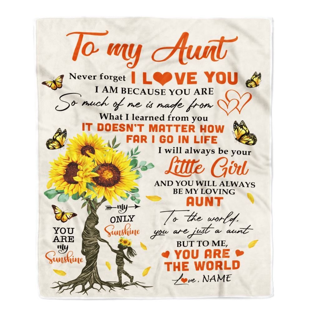 To My Aunt Blanket From Niece Sunflower Never Forget I Love You, Personalized Blanket For Mom, Mother's Day Gifts Blanket