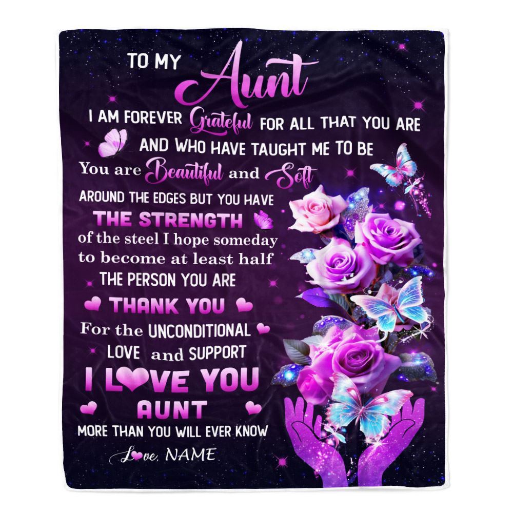 To My Aunt Blanket From Niece Thank You For Love Butterfly, Personalized Blanket For Mom, Mother's Day Gifts Blanket