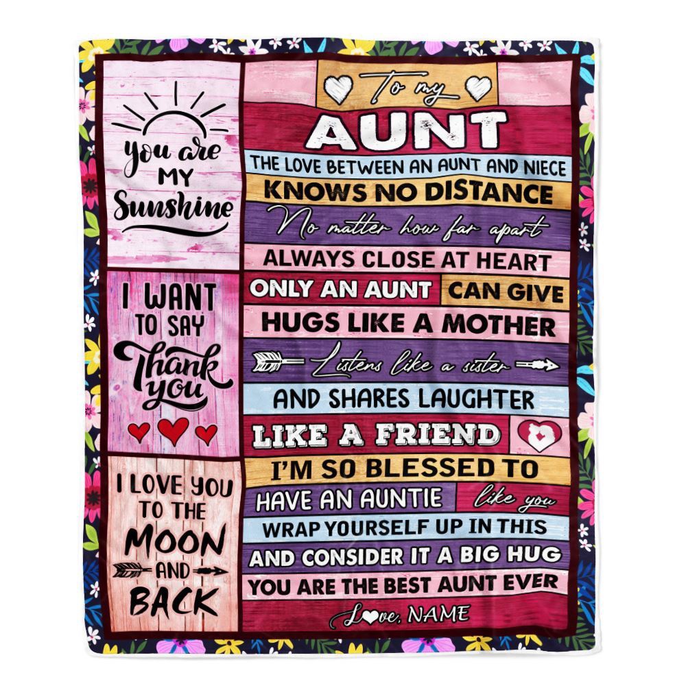 To My Aunt Blanket From Niece Wood The Love Between An Aunt And Niece, Personalized Blanket For Mom, Mother's Day Gifts Blanket