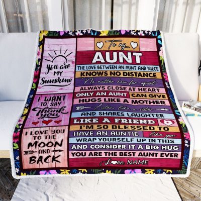 To My Aunt Blanket From Niece Wood The Love Between An Aunt And Niece, Personalized Blanket For Mom, Mother's Day Gifts Blanket