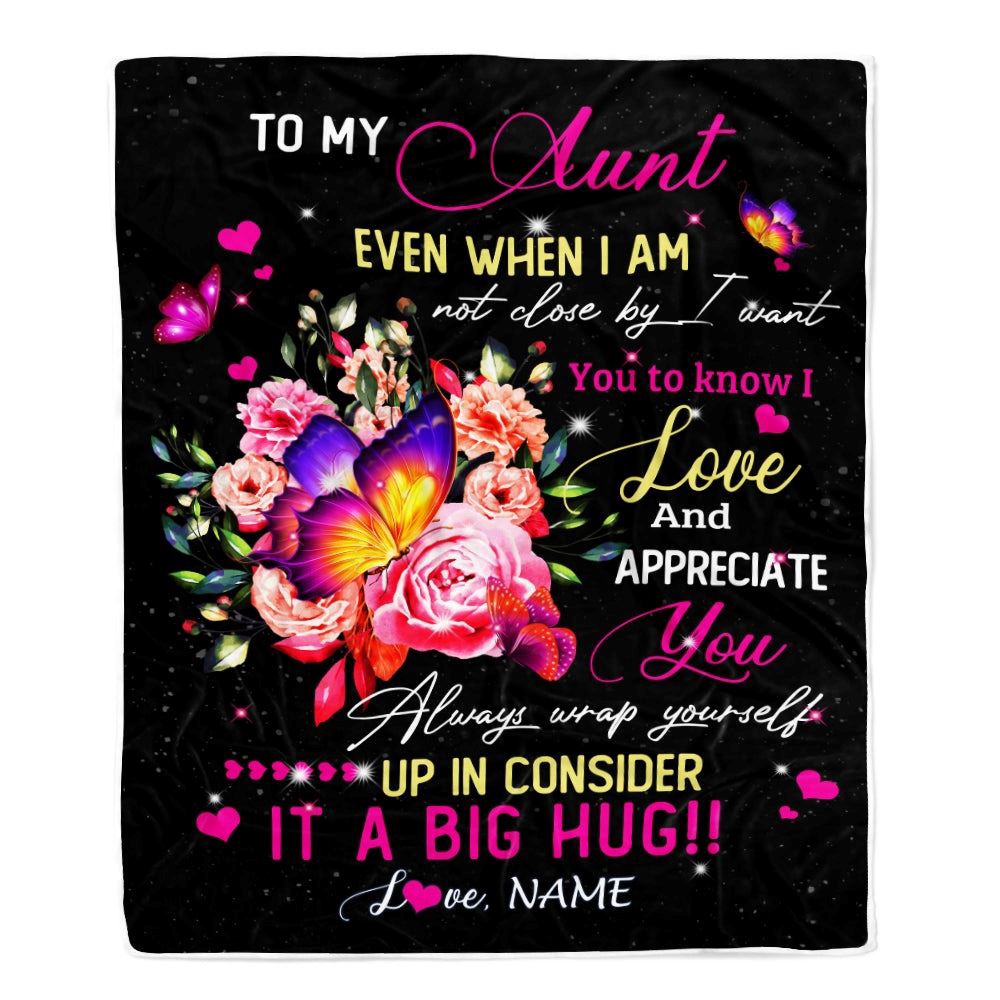 To My Aunt From Niece Nephew Blanket It A Big Hug I Love You, Personalized Blanket For Mom, Mother's Day Gifts Blanket