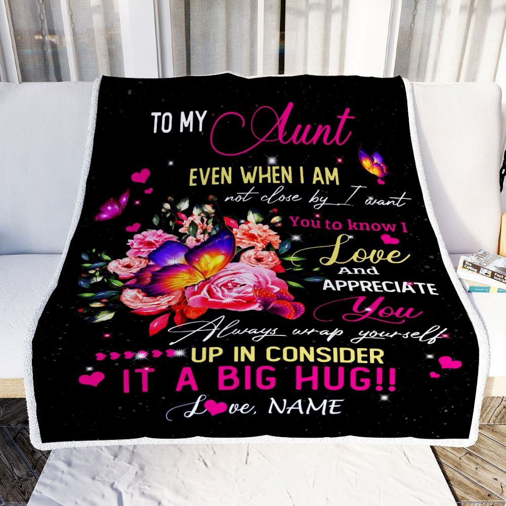 To My Aunt From Niece Nephew Blanket It A Big Hug I Love You, Personalized Blanket For Mom, Mother's Day Gifts Blanket