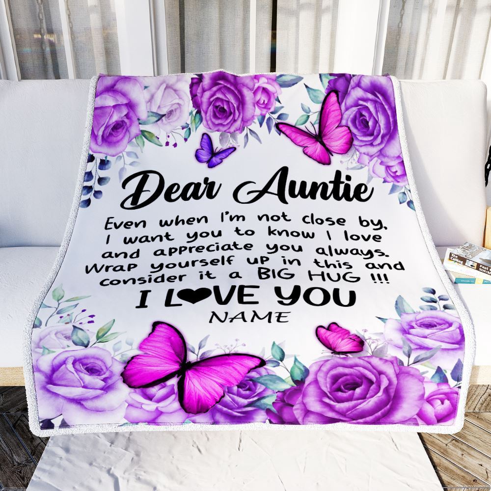 To My Auntie Blanket From Niece Nephew Butterfly Love And Appreciate, Personalized Blanket For Mom, Mother's Day Gifts Blanket