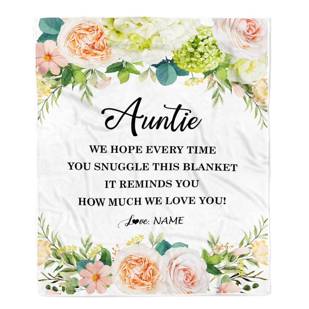 To My Auntie Blanket From Niece Nephew How Much We Love You Flower, Personalized Blanket For Mom, Mother's Day Gifts Blanket