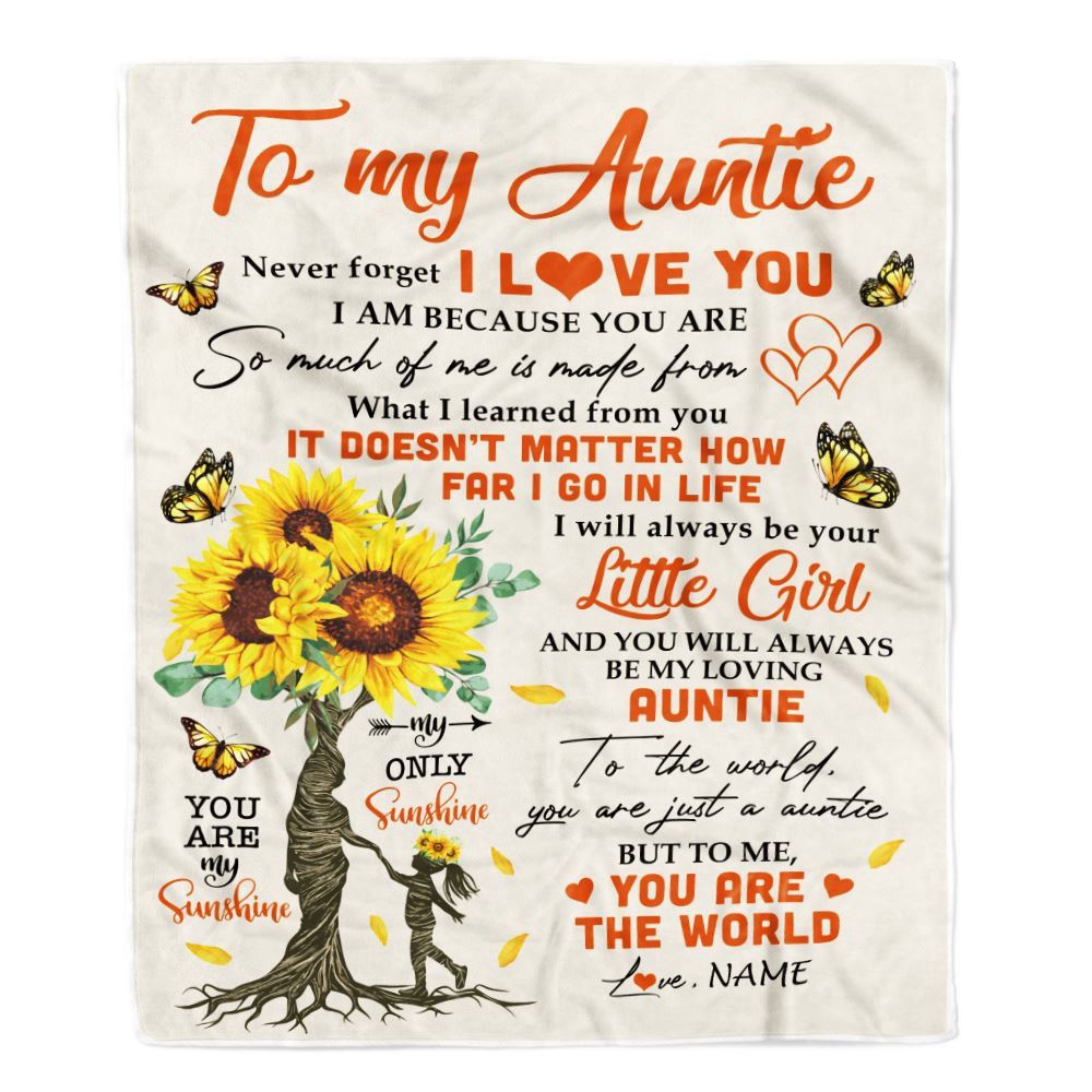 To My Auntie Blanket From Niece Sunflower Never Forget I Love You, Personalized Blanket For Mom, Mother's Day Gifts Blanket