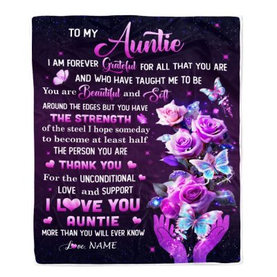 To My Auntie Blanket From Niece Thank You For Love Butterfly, Personalized Blanket For Mom, Mother's Day Gifts Blanket