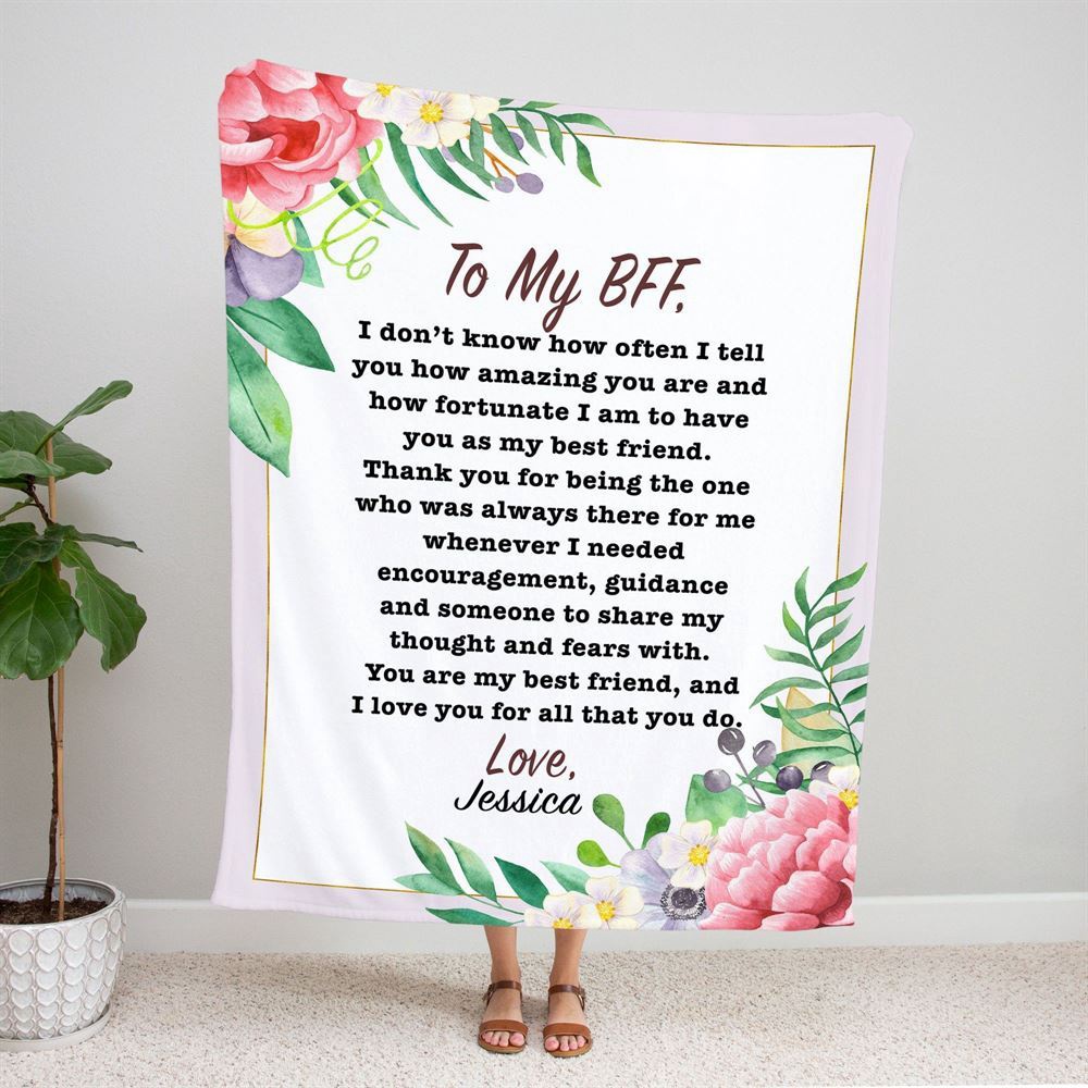 To My Bestie BFF Blanket From Friend How Amazing You Are Flower Gifts For Friendship Blanket, Blankets For Mothers Day