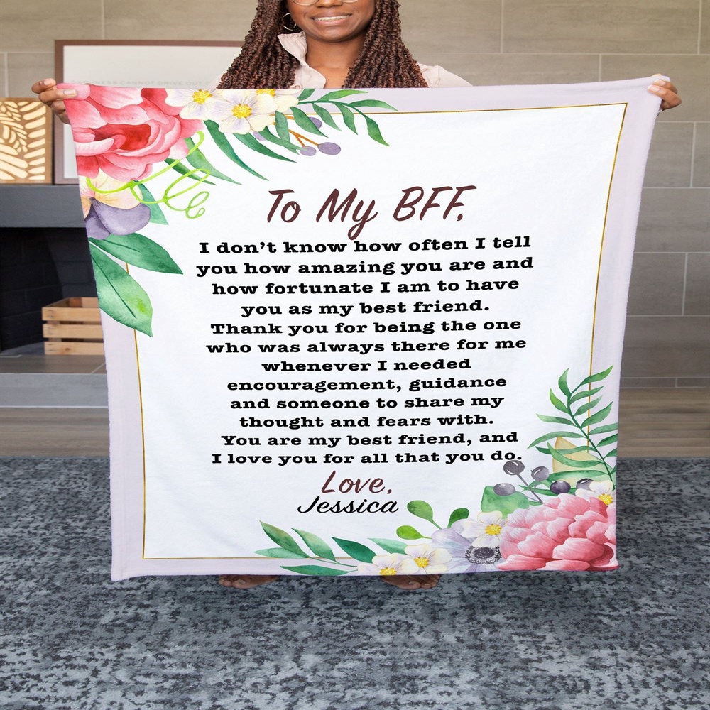 To My Bestie BFF Blanket From Friend How Amazing You Are Flower Gifts For Friendship Blanket, Blankets For Mothers Day