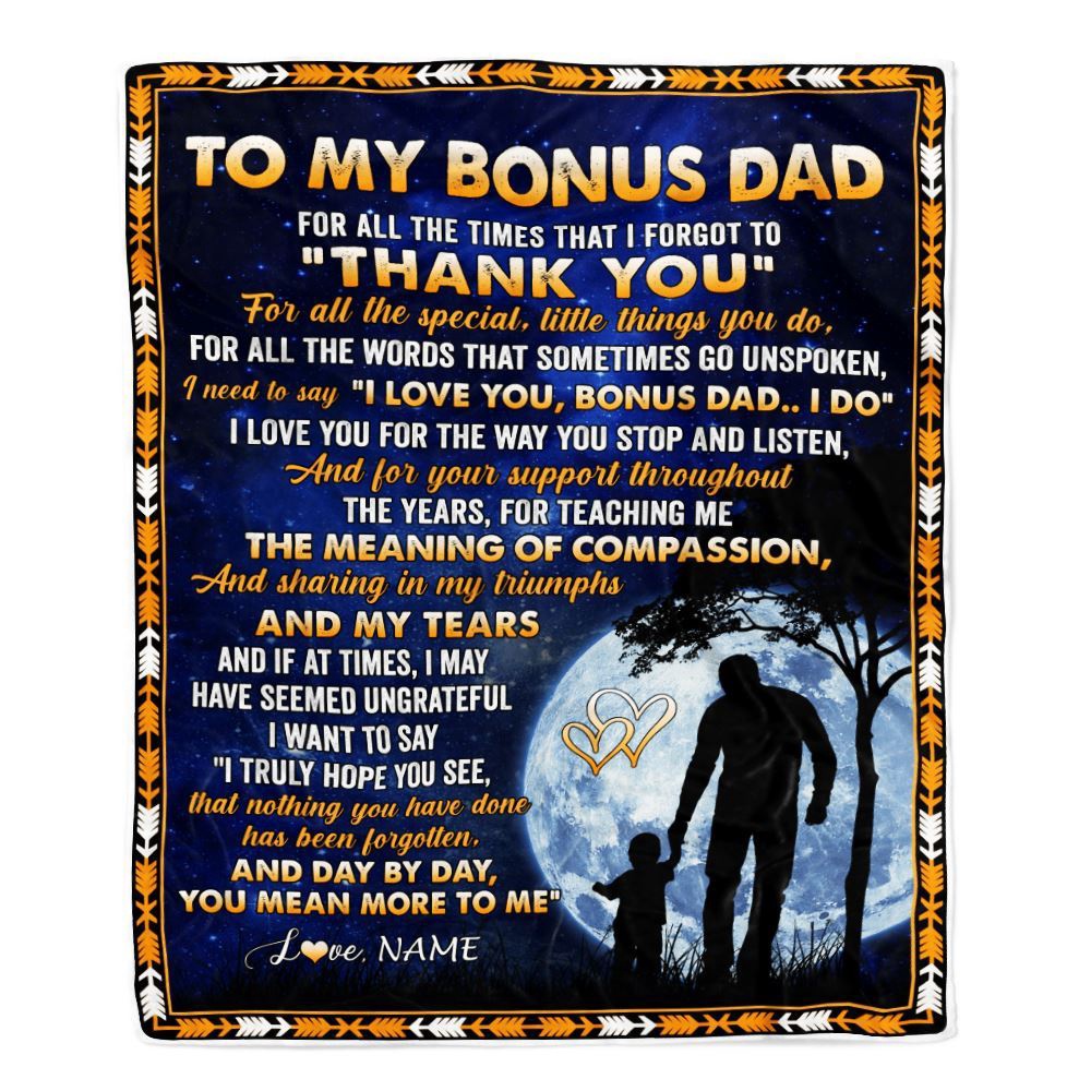 To My Bonus Dad Blanket From Step Daughter Thank You Grateful Love, Personalized Blanket For Mom, Mother's Day Gifts Blanket To My Bonus Dad Blanket From Step Daughter Thank You Grateful Love, Personalized Blanket For Mom, Mother's Day Gifts Blanket