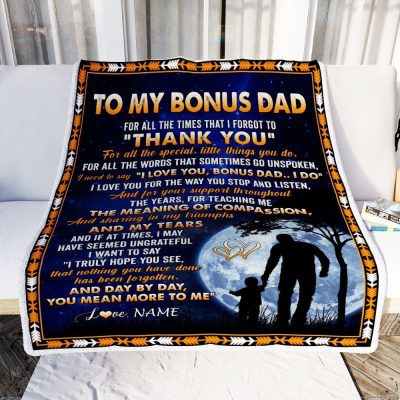 To My Bonus Dad Blanket From Step Daughter Thank You Grateful Love, Personalized Blanket For Mom, Mother's Day Gifts Blanket
