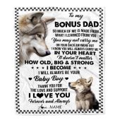 To My Bonus Dad From Step Son Blanket Wolf Always Be Your Little Boy Personalized Blanket For Mom Mother S Day Gifts Blanket 1 Ohf9bd.jpg - demo10