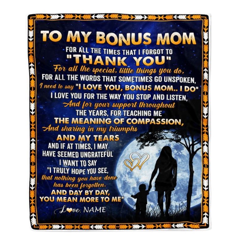 To My Bonus Mom Blanket From Stepdaughter Thank You Grateful Love, Personalized Blanket For Mom, Mother's Day Gifts Blanket