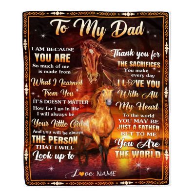 To My Dad Blanket From Daughter Thank You For The Sacrifices Horse, Personalized Blanket For Mom, Mother's Day Gifts Blanket