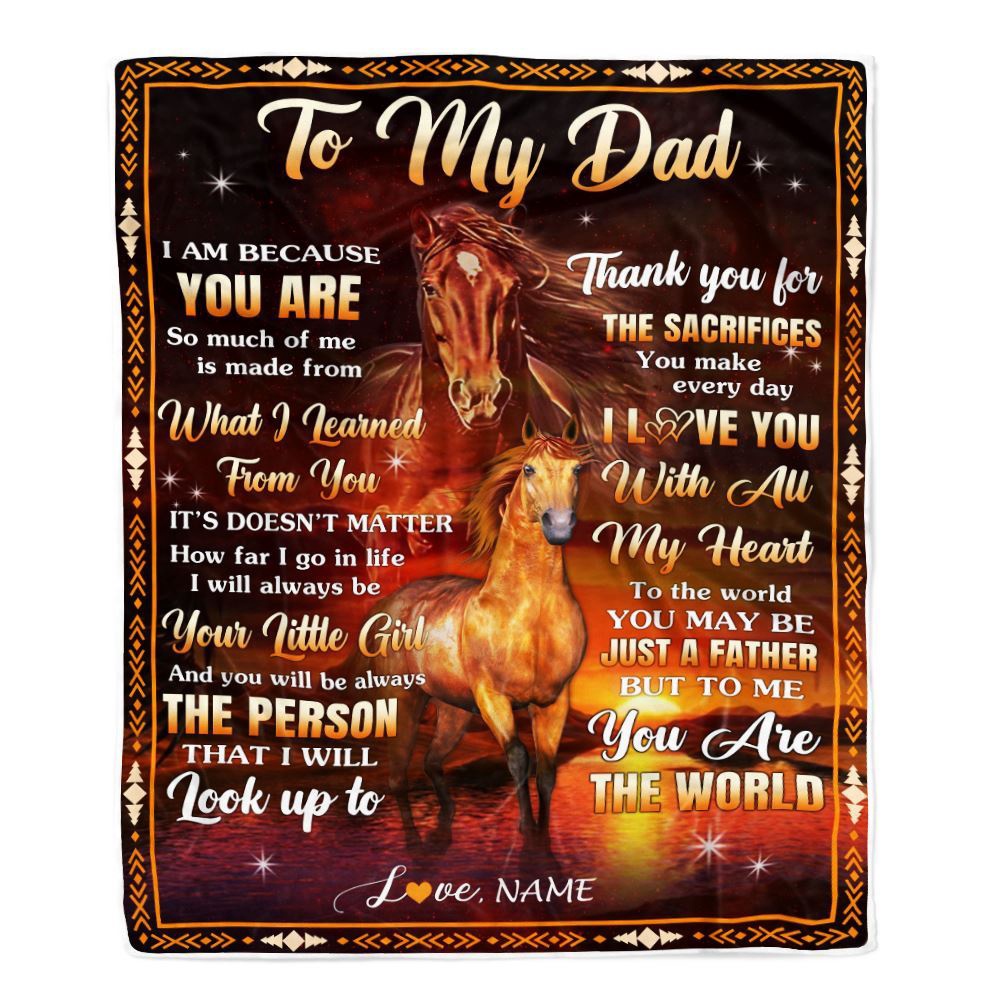 To My Dad Blanket From Daughter Thank You For The Sacrifices Horse, Personalized Blanket For Mom, Mother's Day Gifts Blanket