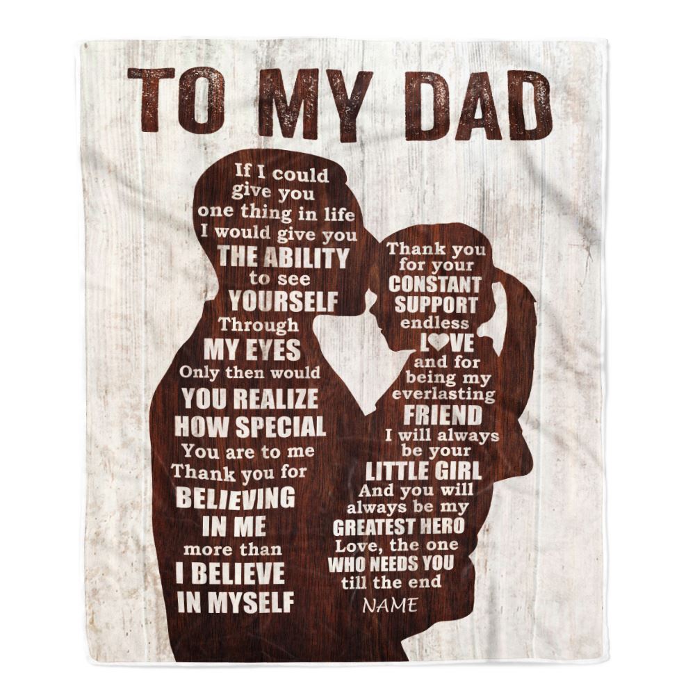 To My Dad Blanket from Daughter Wood Little Girl Thank you For Love Support, Personalized Blanket For Mom, Mother's Day Gifts Blanket To My Dad Blanket from Daughter Wood Little Girl Thank you For Love Support, Personalized Blanket For Mom, Mother's Day Gifts Blanket