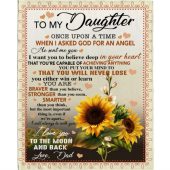 To My Daughter Angel Braver Stronger Smarter I Love You Sunflower Gift From Dad Fleece Blanket, Blankets For Mothers Day