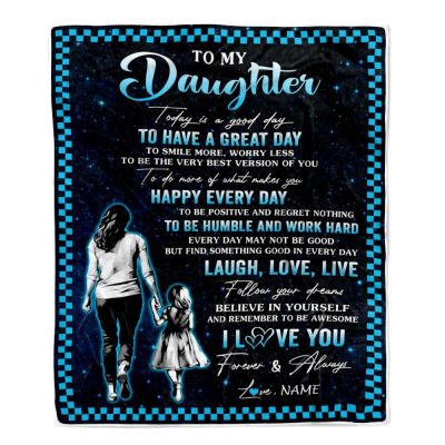 To My Daughter Blanket From Mom Mother Every Day Laugh Love Live, Personalized Blanket For Mom, Mother's Day Gifts Blanket