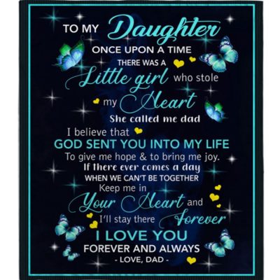 To My Daughter I Love You Blankets Gift From Dad Butterfly Black Fleece Blanket, Blankets For Mothers Day