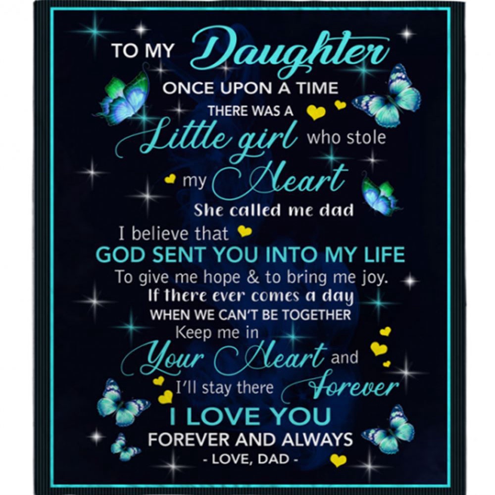 To My Daughter I Love You Blankets Gift From Dad Butterfly Black Fleece Blanket, Blankets For Mothers Day