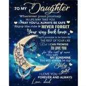 To My Daughter I Pray You Safe I Love You Forever Butterfly Gift From Dad Fleece Blanket Blankets For Mothers Day 1 In34oe.jpg - demo10