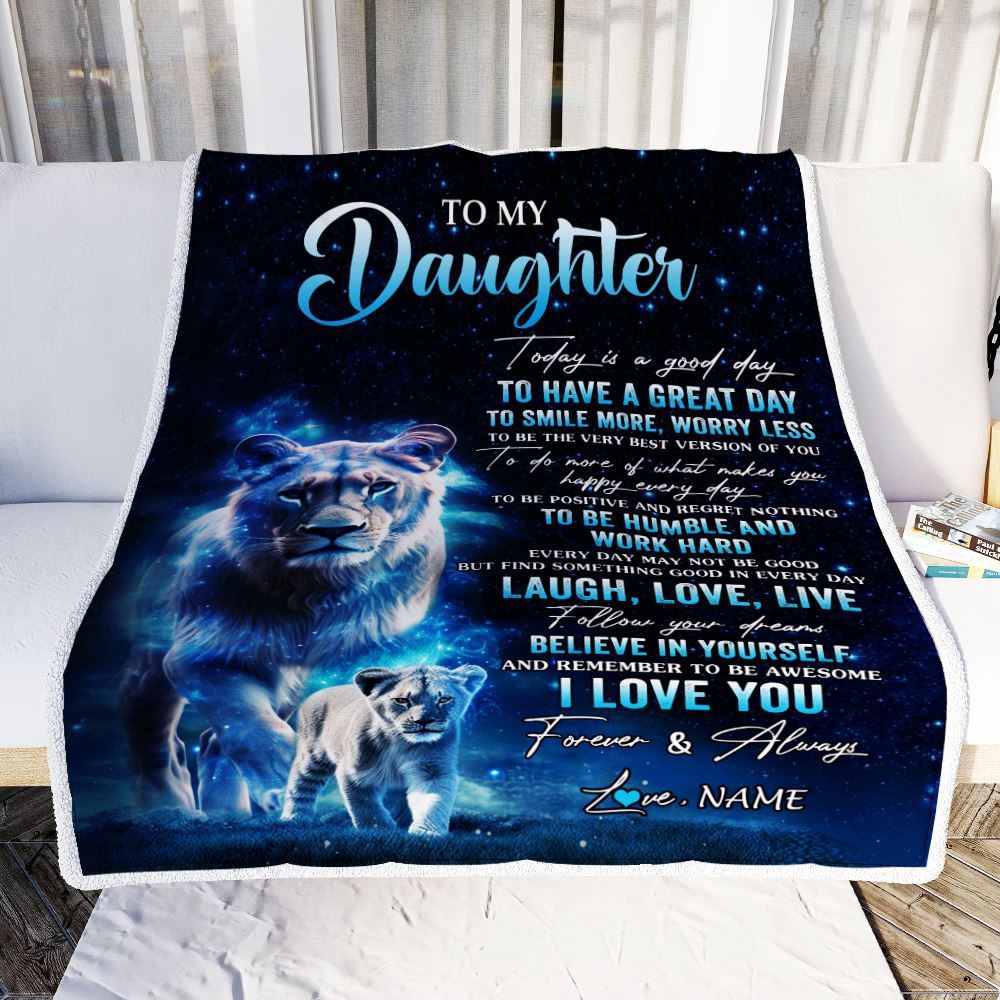 To My Daughter Lion Blanket From Mom Mother Today Is A Good Day, Mother Day Blanket, Personalized Blanket For Mom To My Daughter Lion Blanket From Mom Mother Today Is A Good Day, Mother Day Blanket, Personalized Blanket For Mom