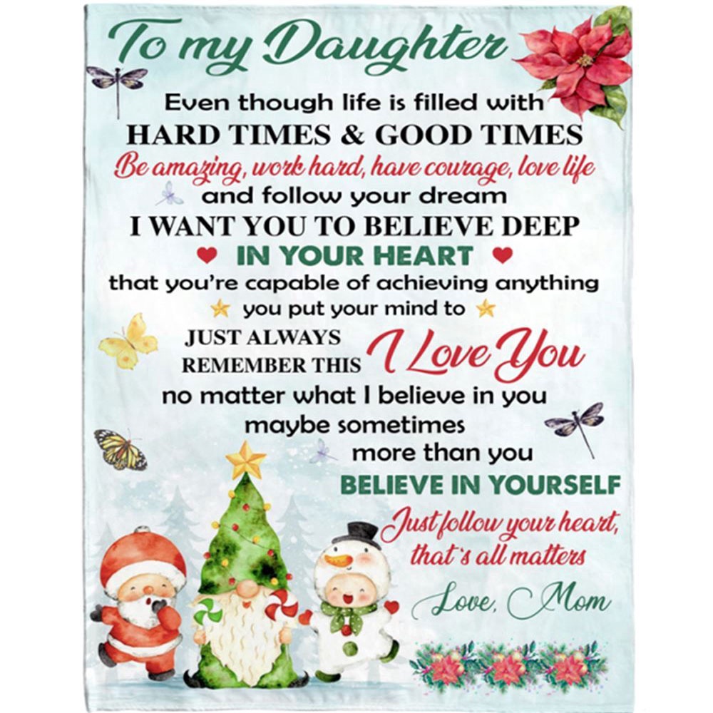 To My Daughter Mom Love You Christmas Xmas Gift Ideas Blanket, Blankets For Mothers Day
