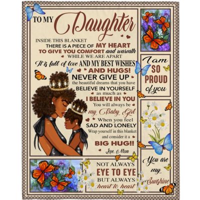 To My Daughter Mom Love You Never Give Up Black Girl Gift Ideas Blanket, Blankets For Mothers Day