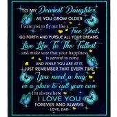 To My Dearest Daughter I Love You Blankets Gift From Dad Butterfly Black Fleece Blanket, Blankets For Mothers Day