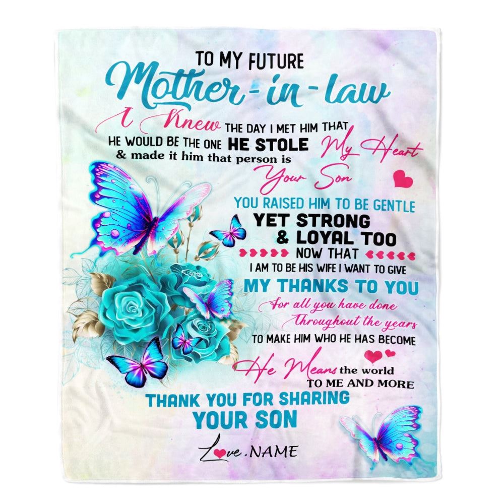 To My Future Mother In Law Blanket From Son Thank You For Sharing Daughter, Mother Day Blanket, Personalized Blanket For Mom