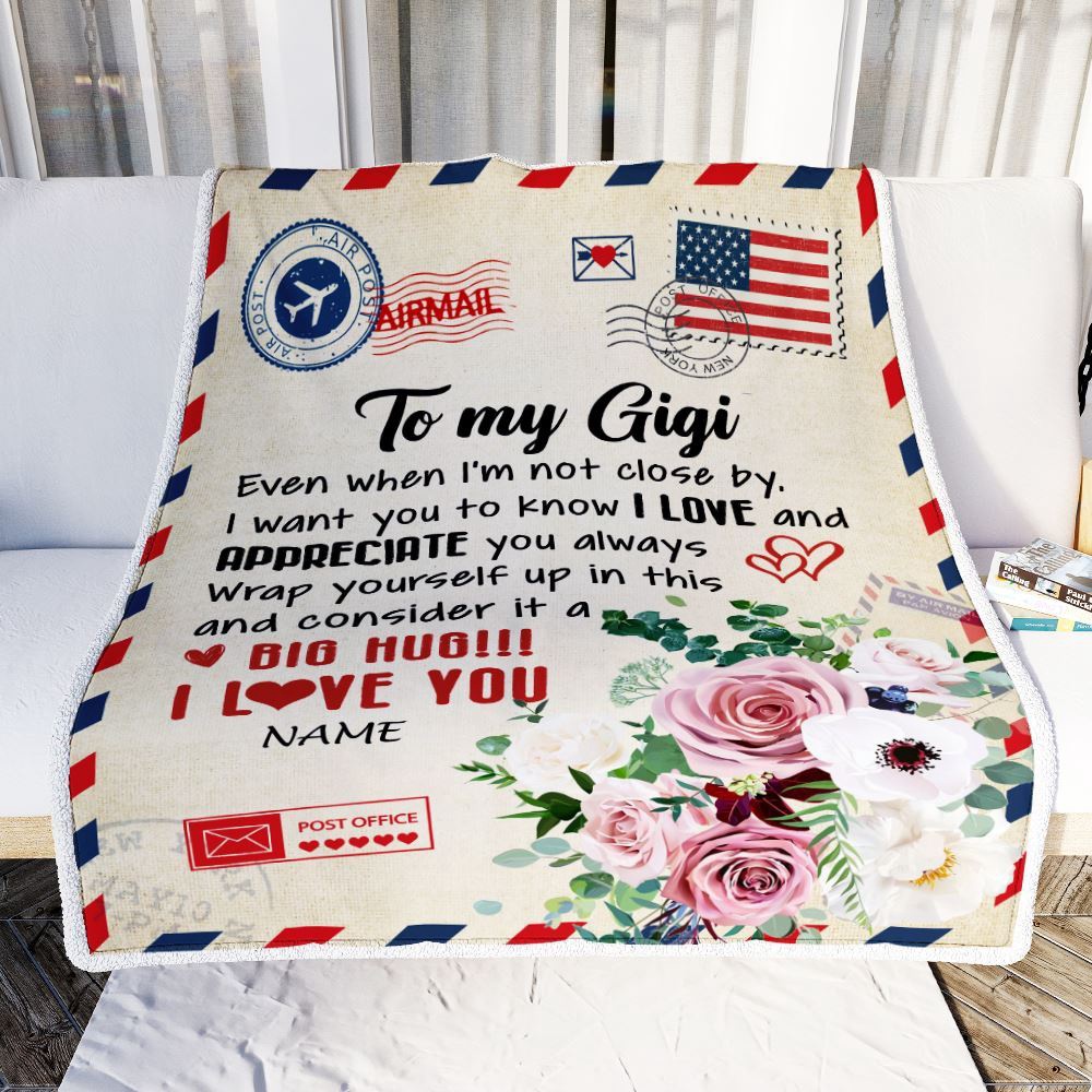 To My Gigi Blanket From Grandkids Floral Air Mail Letter I Love You, Mother Day Blanket, Personalized Blanket For Mom To My Gigi Blanket From Grandkids Floral Air Mail Letter I Love You, Mother Day Blanket, Personalized Blanket For Mom