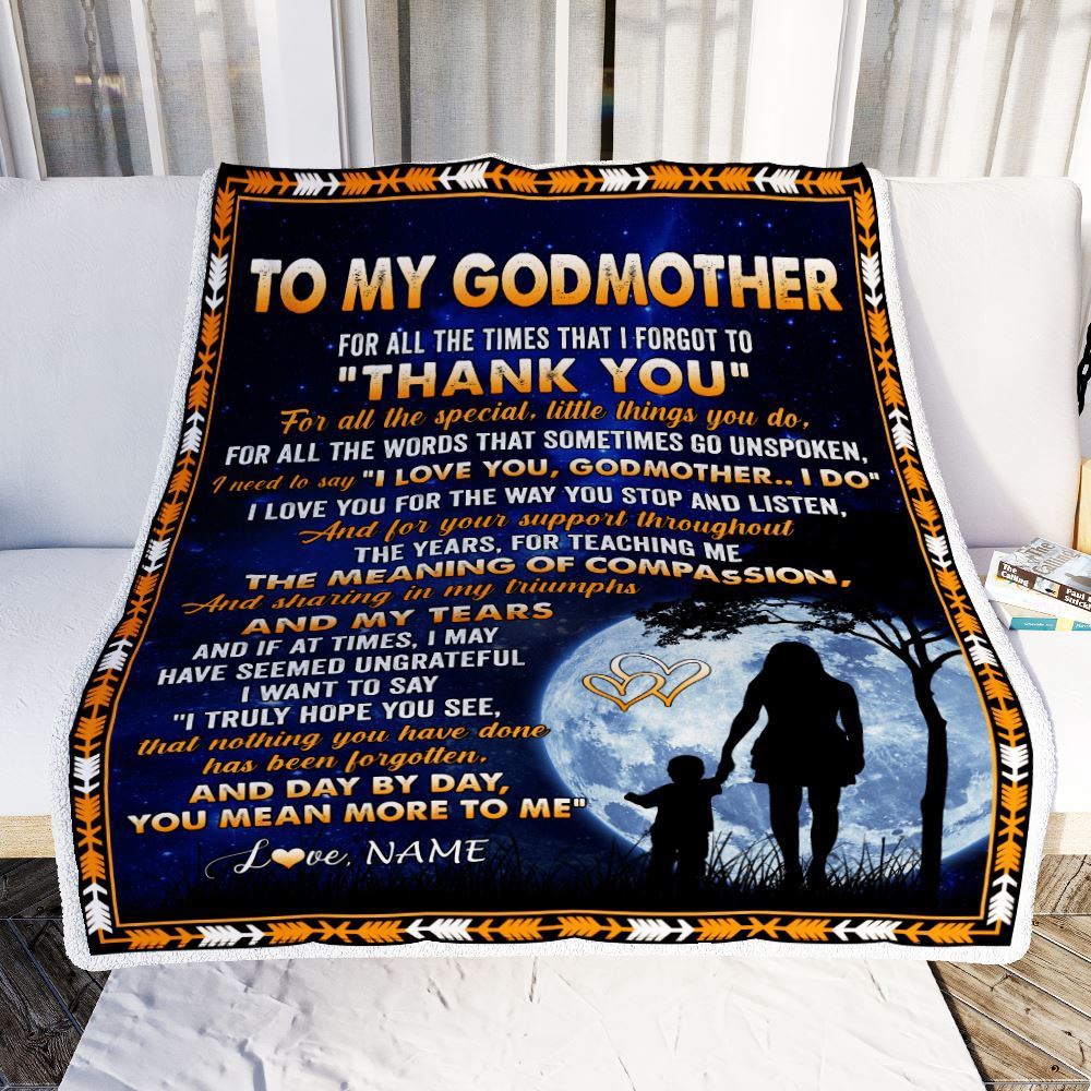 To My Godmother Blanket From Godchild Thank You Grateful Love, Mother Day Blanket, Personalized Blanket For Mom