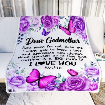 To My Godmother Blanket From Goddaughter Niece Butterfly Love And Appreciate, Mother Day Blanket, Personalized Blanket For Mom