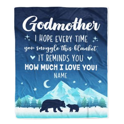 To My Godmother Blanket From Goddaughter Niece I Hope Every Time Bear, Mother Day Blanket, Personalized Blanket For Mom