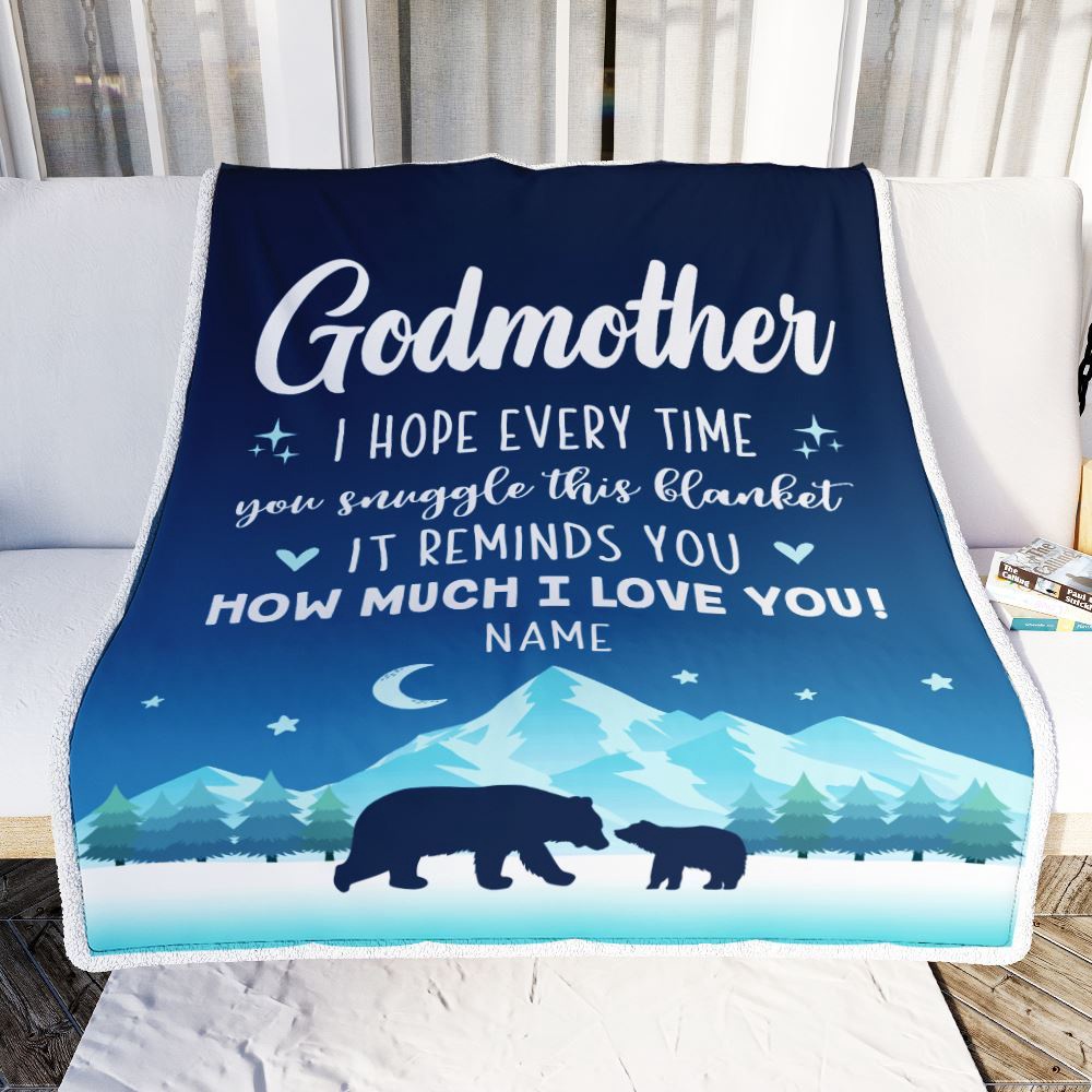 To My Godmother Blanket From Goddaughter Niece I Hope Every Time Bear, Mother Day Blanket, Personalized Blanket For Mom