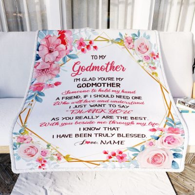 To My Godmother Blanket from Goddaughter Floral I'm Glad You're My, Mother Day Blanket, Personalized Blanket For Mom