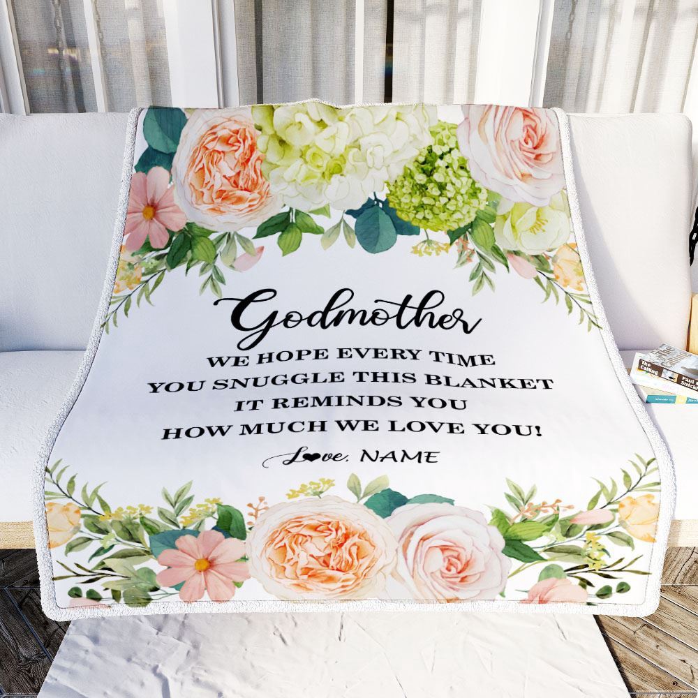 To My Godmother Blanket from Goddaughter How Much We Love You Flower, Mother Day Blanket, Personalized Blanket For Mom