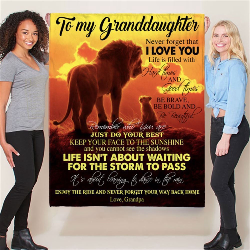 To My Granddaughter Brave Bold Beautiful Gift Ideas From Grandpa Lion Blanket, Blankets For Mothers Day