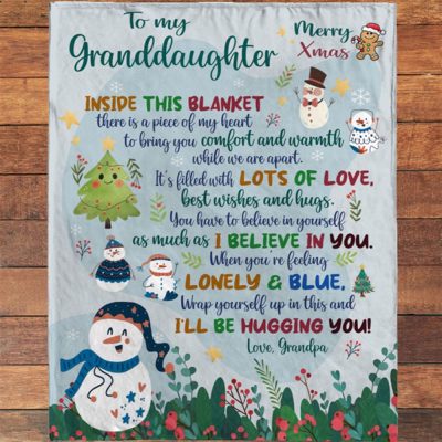To My Granddaughter Christmas Gift Ideas Xmas Grandpa Love You Blanket, Blankets For Mothers Day