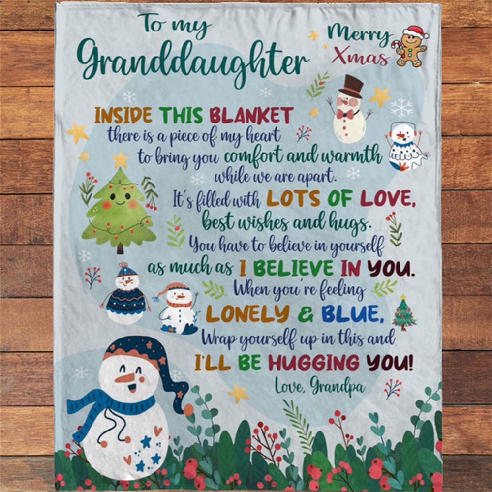 To My Granddaughter Christmas Gift Ideas Xmas Grandpa Love You Blanket, Blankets For Mothers Day