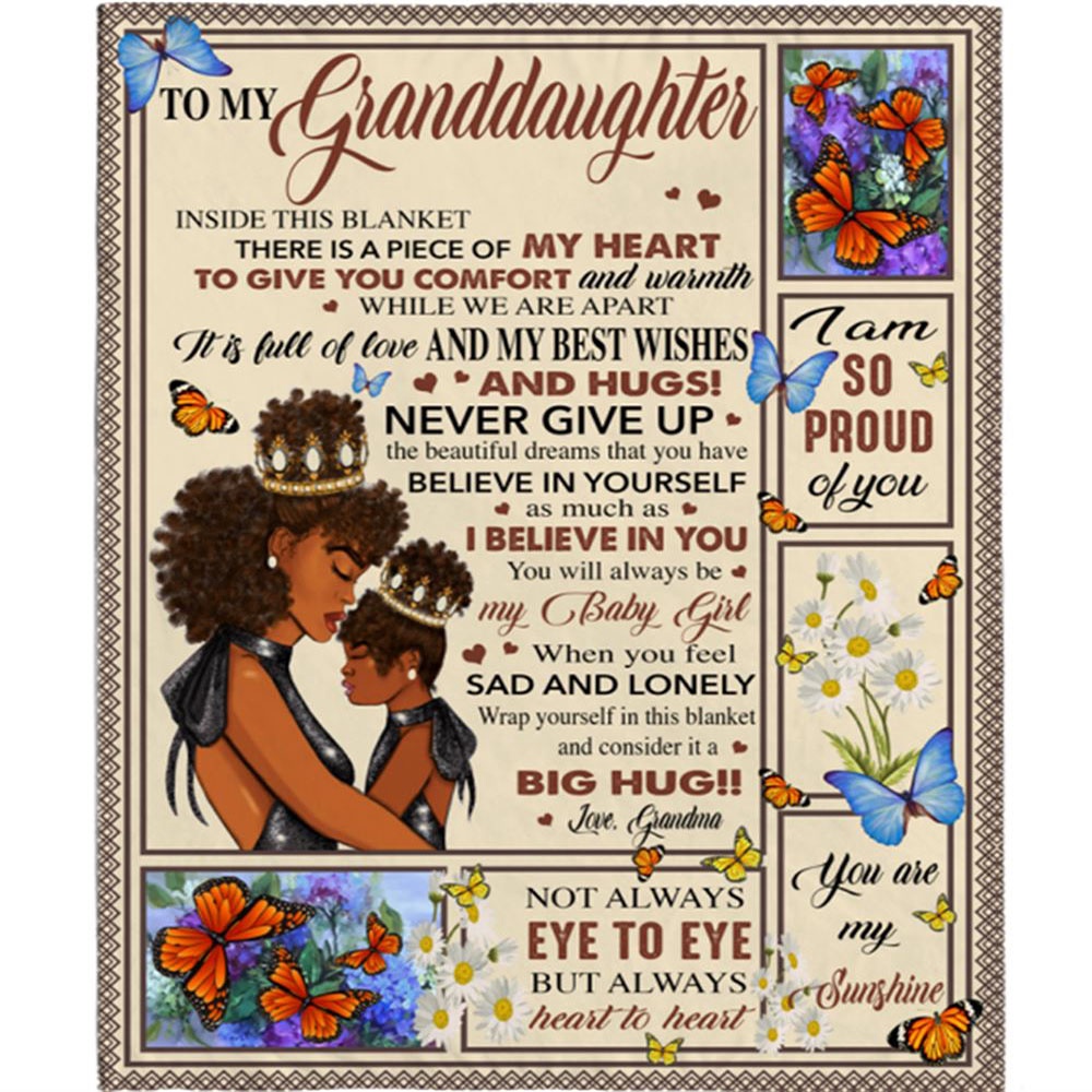 To My Granddaughter Grandma Love You Never Give Up Black Girl Gift Ideas Blanket, Blankets For Mothers Day