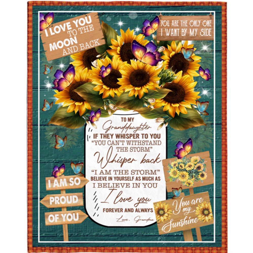 To My Granddaughter Grandma Love You Sunflower Gift Ideas Blanket, Blankets For Mothers Day
