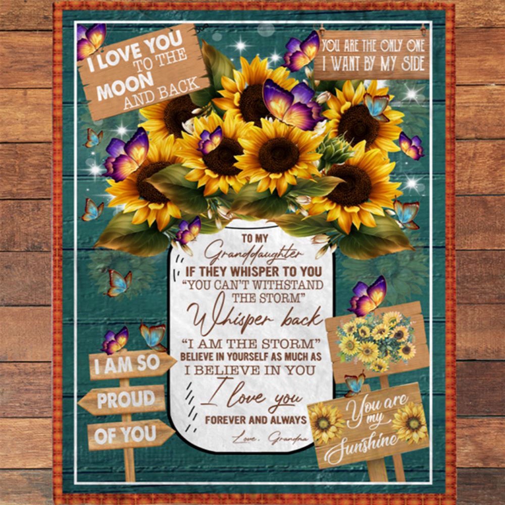To My Granddaughter Grandma Love You Sunflower Gift Ideas Blanket, Blankets For Mothers Day