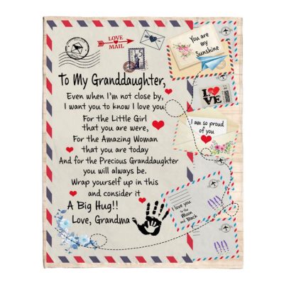 To My Granddaughter Grandma Love You Wrap Yourself Up A Big Hug Letter Envelope Blanket, Blankets For Mothers Day