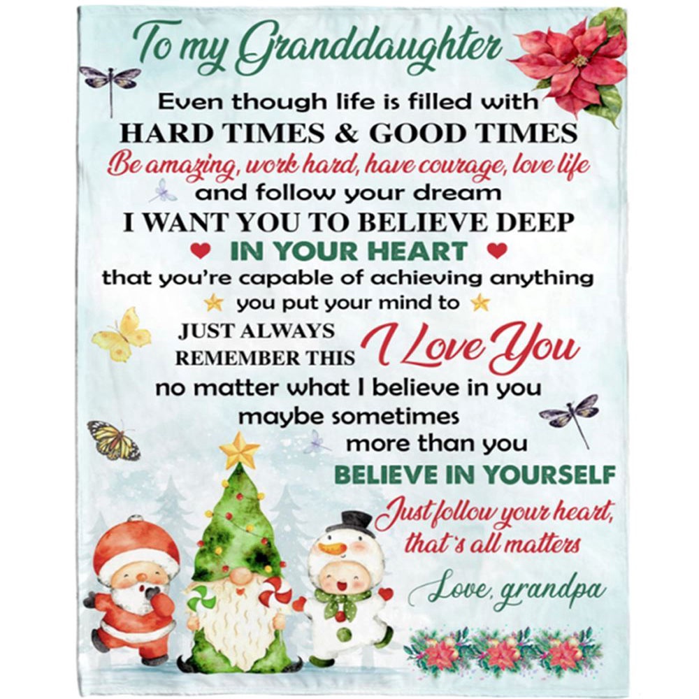 To My Granddaughter Grandpa Love You Christmas Xmas Gift Ideas Blanket, Blankets For Mothers Day
