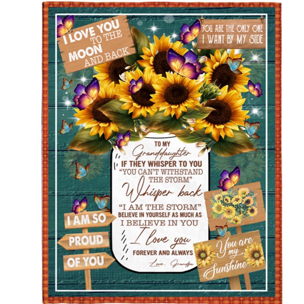 To My Granddaughter Grandpa Love You Sunflower Gift Ideas Blanket, Blankets For Mothers Day