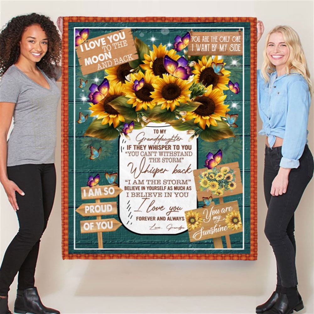 To My Granddaughter Grandpa Love You Sunflower Gift Ideas Blanket, Blankets For Mothers Day