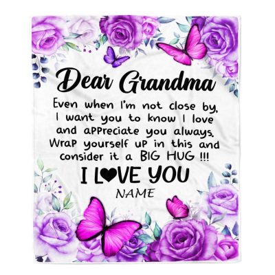 To My Grandma Blanket From Granddaughter Grandson Butterfly Love And Appreciate, Mother Day Blanket, Personalized Blanket For Mom