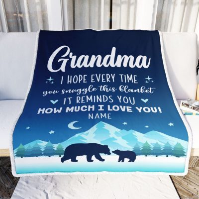 To My Grandma Blanket From Granddaughter Grandson I Hope Every Time Bear, Mother Day Blanket, Personalized Blanket For Mom
