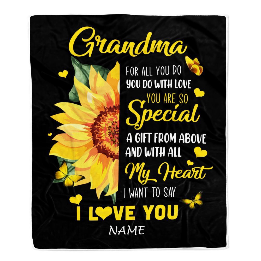 To My Grandma Blanket From Grandkids Granddaughter I Want To Say I Love You, Mother Day Blanket, Personalized Blanket For Mom